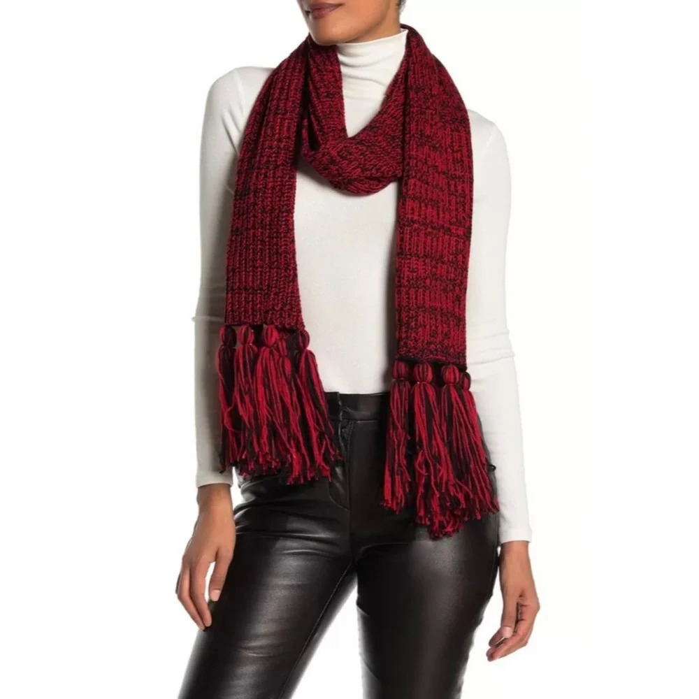 Calvin Klein Chunky Marled Knit Red Scarf